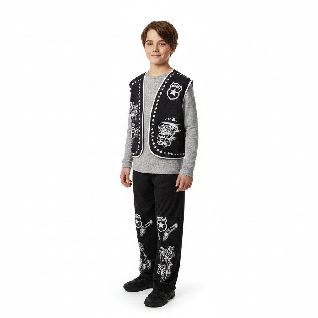 Sheriff- of Cowboykostuum met vest, sierdetails en chaps