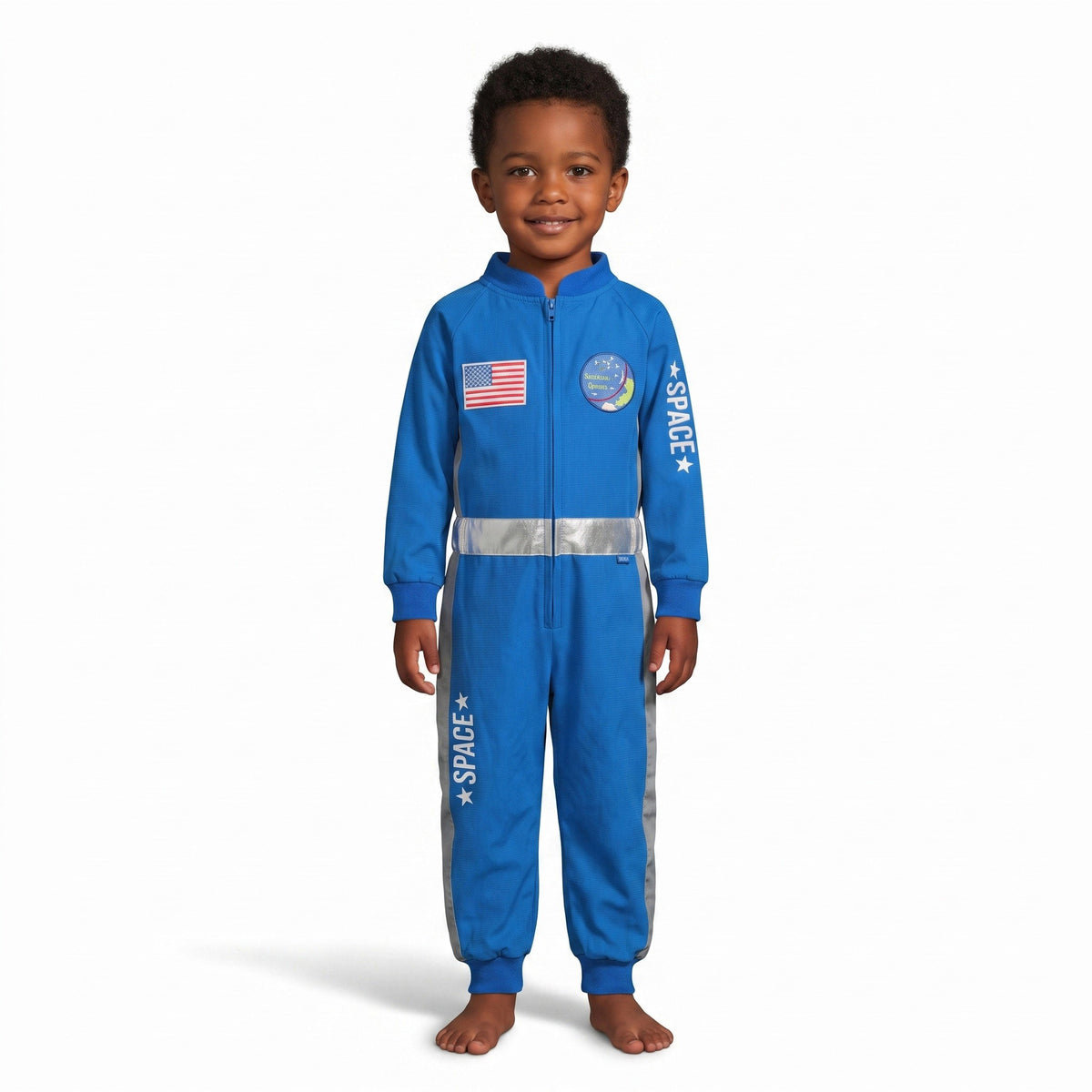 Astronautenoverall met ruimte-emblemen en reflecterende details
