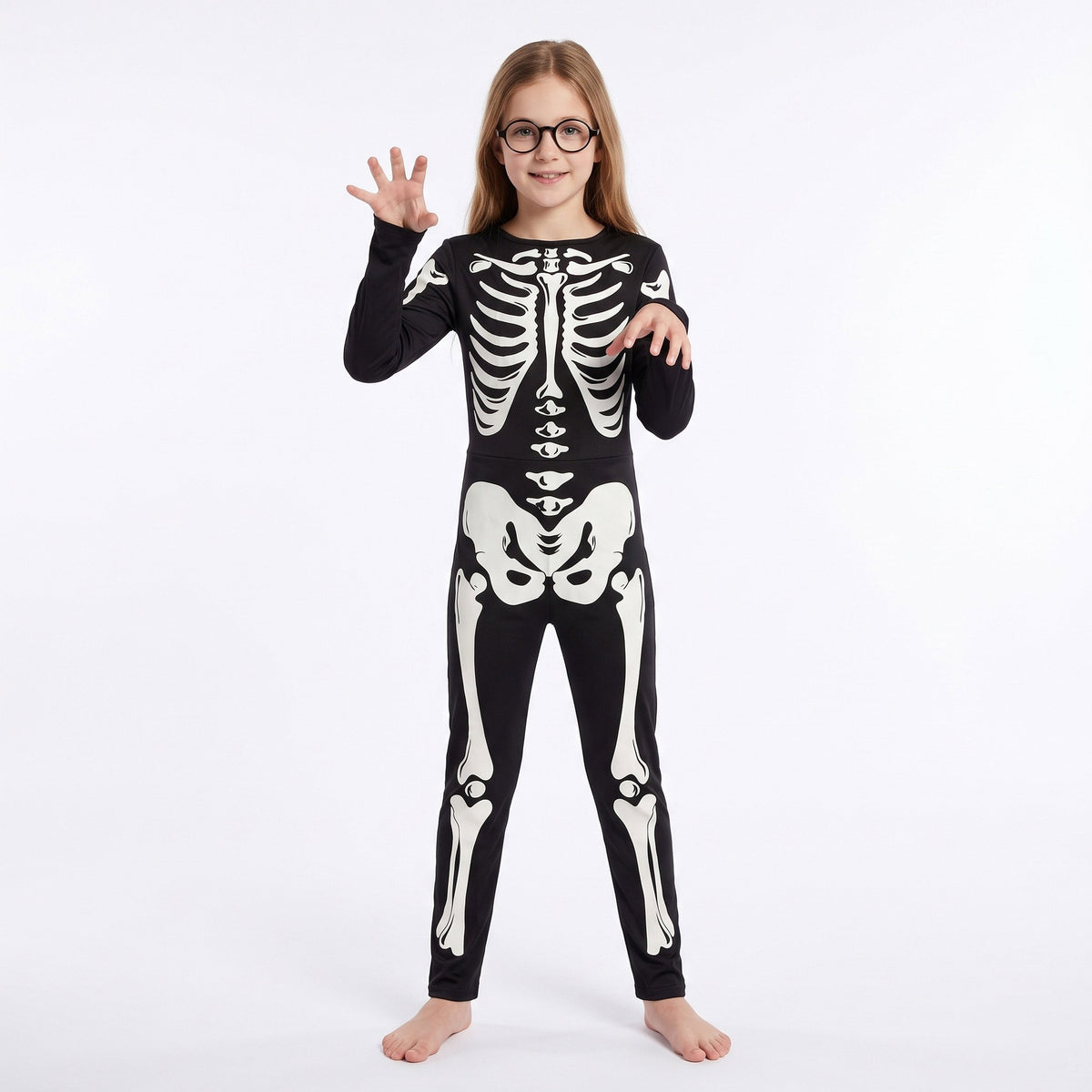 Skelet-onesie met volledige bottenprint met masker