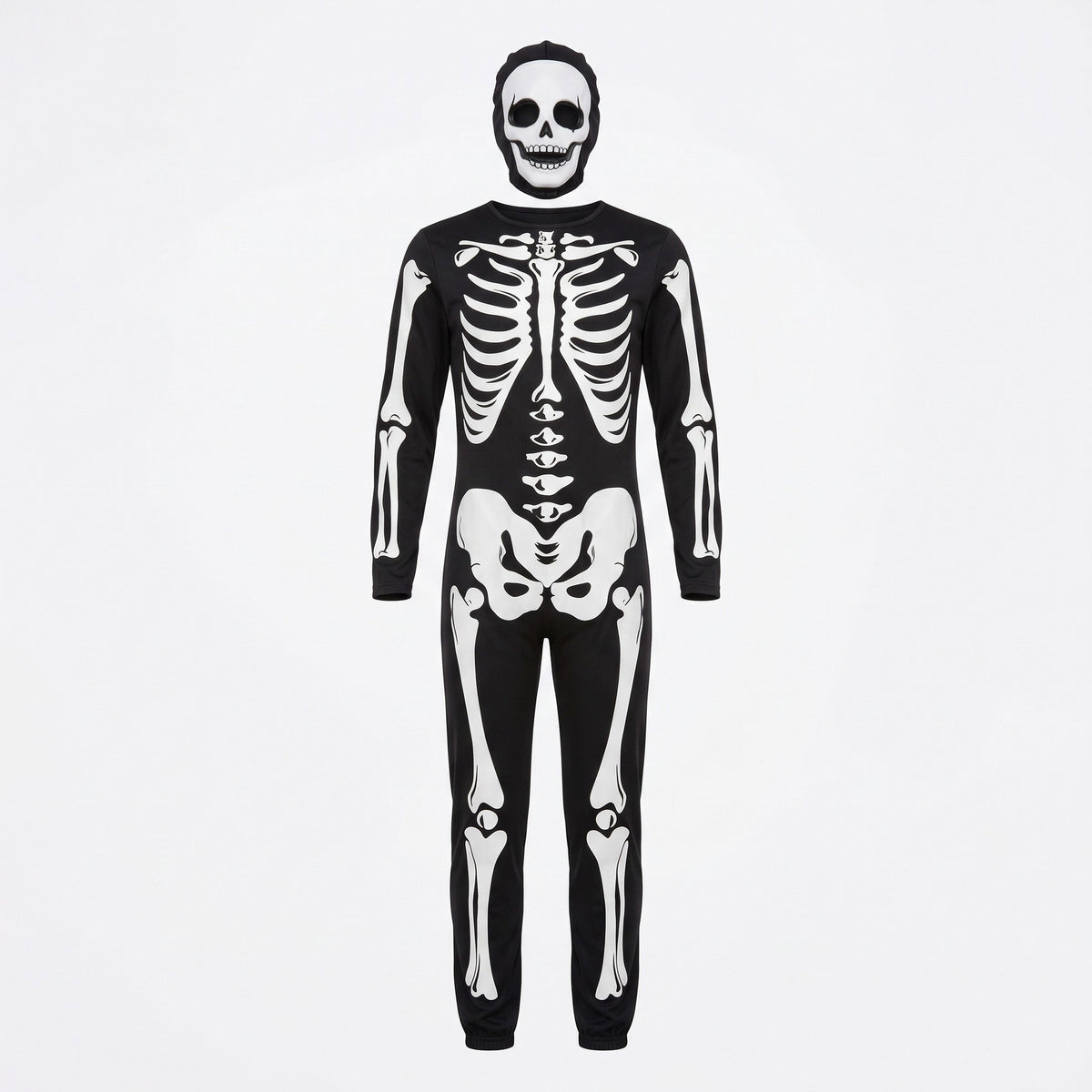 Skelet-onesie met volledige bottenprint met masker
