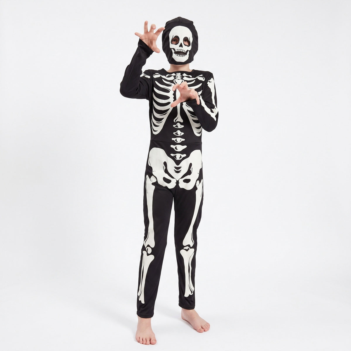 Skelet-onesie met volledige bottenprint met masker