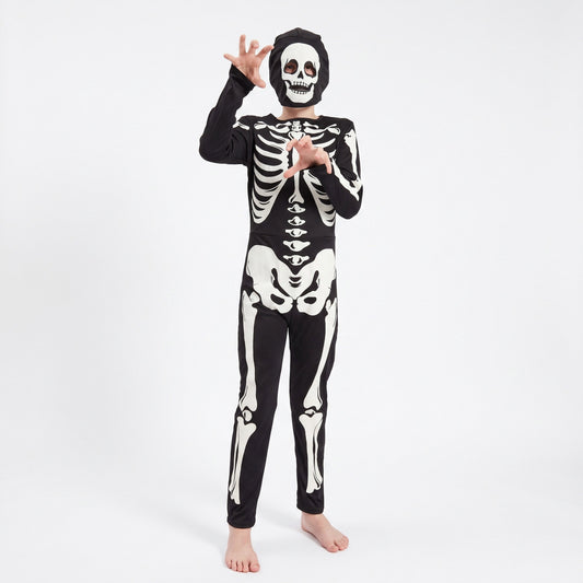 Skelet-onesie met volledige bottenprint met masker