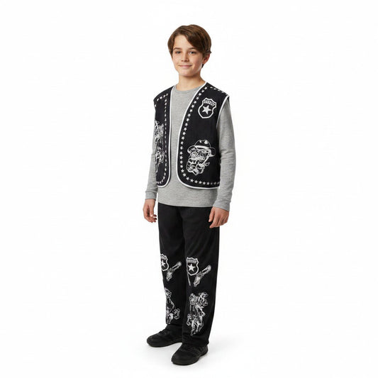 Sheriff- of Cowboykostuum met vest, sierdetails en chaps