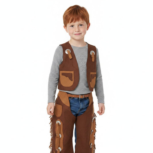 Cowboykostuum met chaps, shirt en westernriem