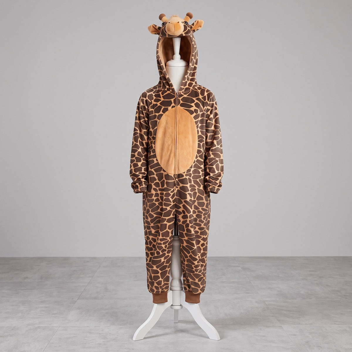 Giraf-onesie met capuchon, oortjes, hoorns en staart