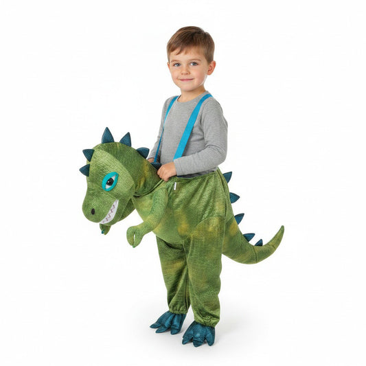 Tyrannosaurus-Dinosaurus-verkleedpak met stekels en klauwschoenen