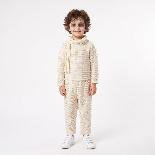 Mummiekostuum met wikkelprint en kap