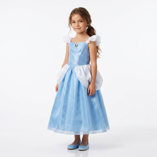 Klassieke prinsessenjurk met off-shoulder halslijn, broche en wijd uitlopende rok