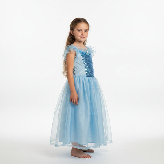Feerieke prinsessenjurk met cape met kristallen