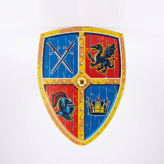 Speelschild Avontuur (draak/zwaarden/helm)